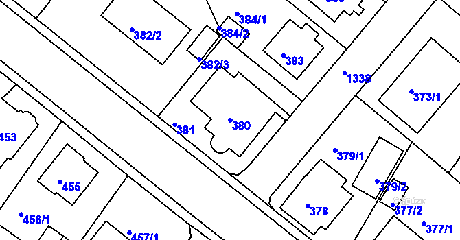 Parcela st. 380 v KÚ Bukov, Katastrální mapa