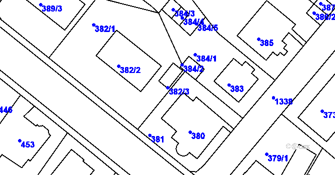 Parcela st. 382/3 v KÚ Bukov, Katastrální mapa