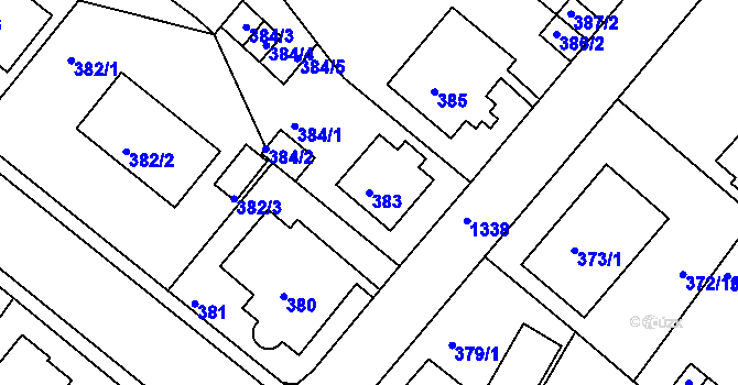 Parcela st. 383 v KÚ Bukov, Katastrální mapa