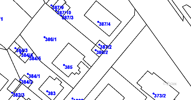 Parcela st. 386/2 v KÚ Bukov, Katastrální mapa