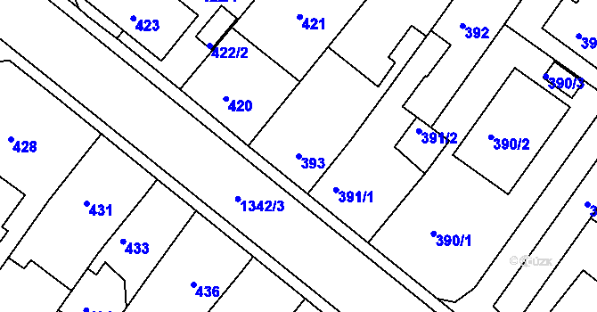 Parcela st. 393 v KÚ Bukov, Katastrální mapa