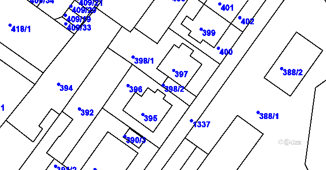 Parcela st. 398/2 v KÚ Bukov, Katastrální mapa