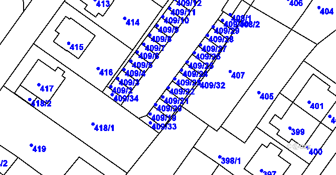 Parcela st. 409/22 v KÚ Bukov, Katastrální mapa