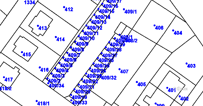 Parcela st. 409/27 v KÚ Bukov, Katastrální mapa