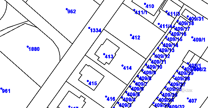 Parcela st. 413 v KÚ Bukov, Katastrální mapa