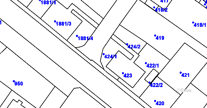 Parcela st. 424/1 v KÚ Bukov, Katastrální mapa
