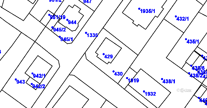 Parcela st. 429 v KÚ Bukov, Katastrální mapa
