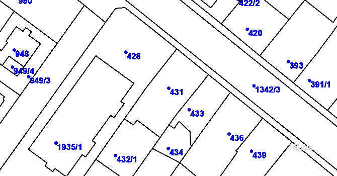 Parcela st. 431 v KÚ Bukov, Katastrální mapa
