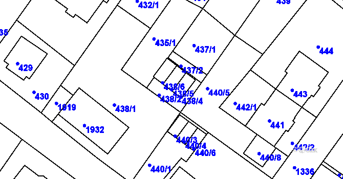 Parcela st. 438/5 v KÚ Bukov, Katastrální mapa