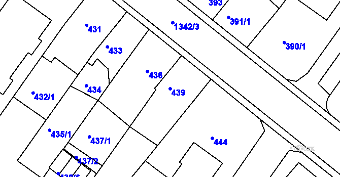Parcela st. 439 v KÚ Bukov, Katastrální mapa