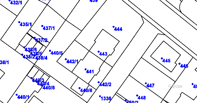 Parcela st. 443 v KÚ Bukov, Katastrální mapa