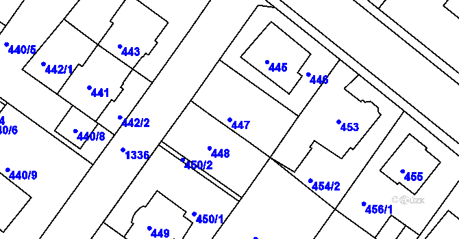 Parcela st. 447 v KÚ Bukov, Katastrální mapa