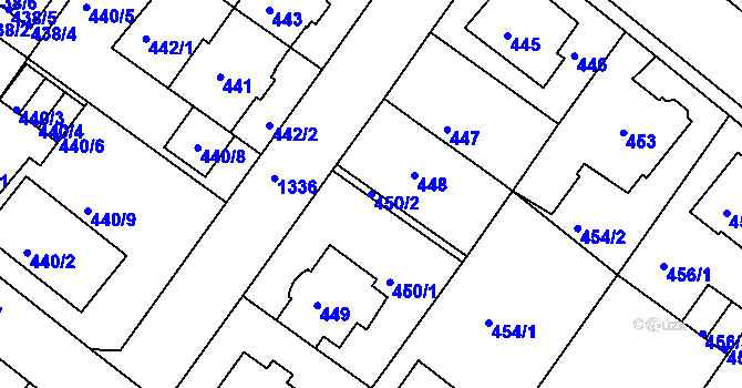 Parcela st. 450/2 v KÚ Bukov, Katastrální mapa
