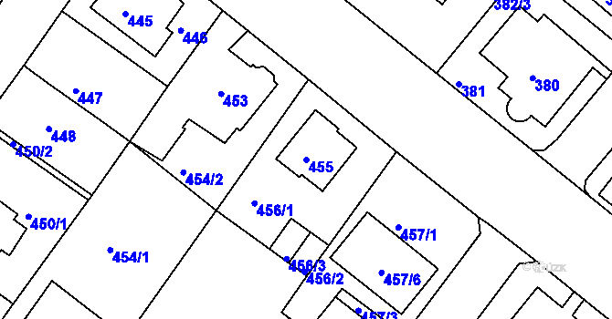 Parcela st. 455 v KÚ Bukov, Katastrální mapa