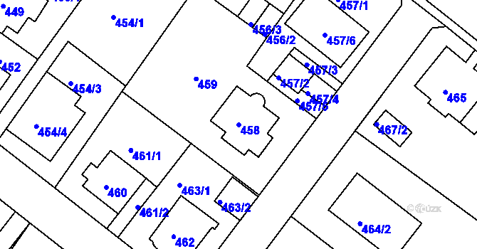 Parcela st. 458 v KÚ Bukov, Katastrální mapa