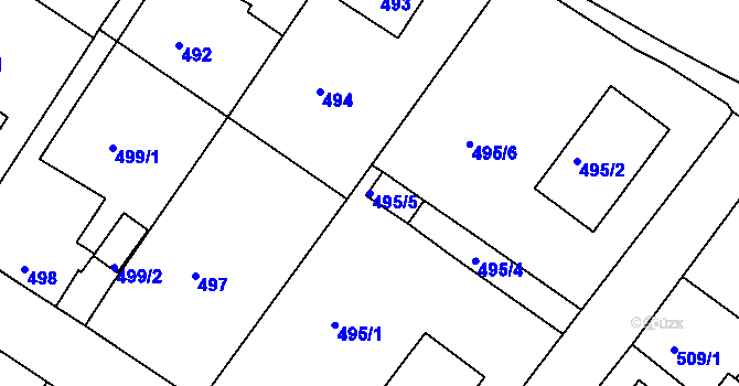 Parcela st. 495/5 v KÚ Bukov, Katastrální mapa