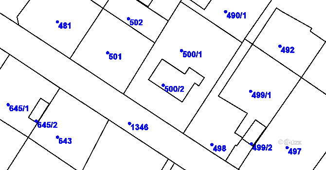 Parcela st. 500/2 v KÚ Bukov, Katastrální mapa