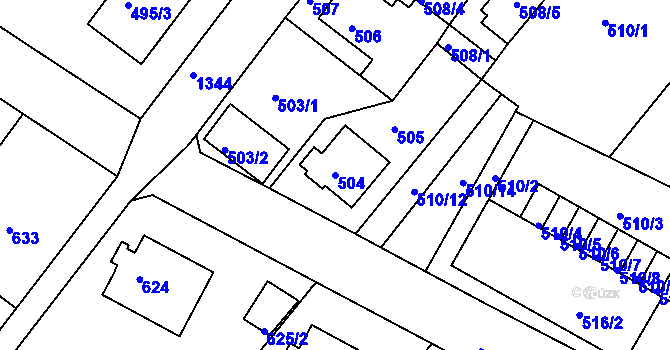 Parcela st. 504 v KÚ Bukov, Katastrální mapa
