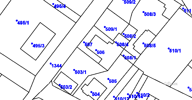 Parcela st. 506 v KÚ Bukov, Katastrální mapa