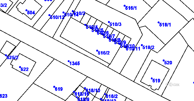 Parcela st. 516/2 v KÚ Bukov, Katastrální mapa