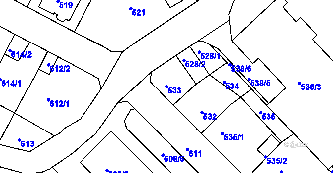 Parcela st. 533 v KÚ Bukov, Katastrální mapa