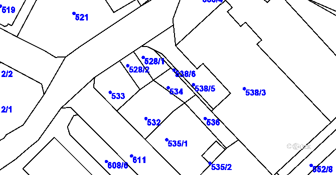 Parcela st. 534 v KÚ Bukov, Katastrální mapa