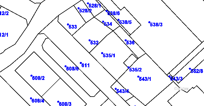 Parcela st. 535/1 v KÚ Bukov, Katastrální mapa