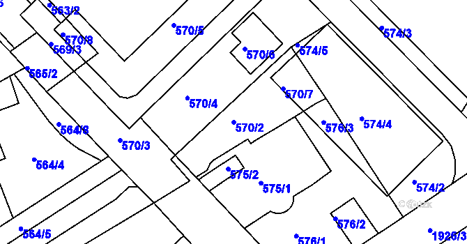 Parcela st. 570/2 v KÚ Bukov, Katastrální mapa