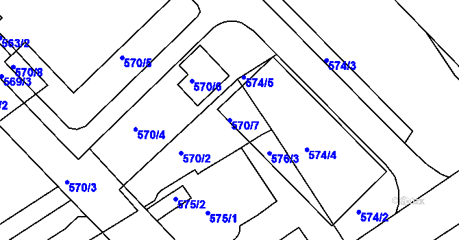 Parcela st. 570/7 v KÚ Bukov, Katastrální mapa