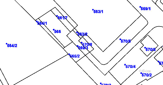 Parcela st. 570/8 v KÚ Bukov, Katastrální mapa