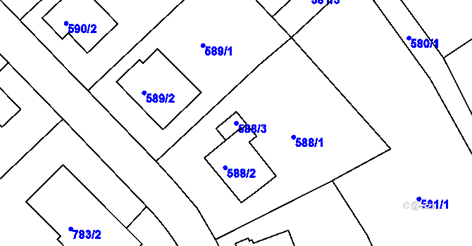 Parcela st. 588/3 v KÚ Bukov, Katastrální mapa