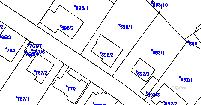 Parcela st. 595/2 v KÚ Bukov, Katastrální mapa