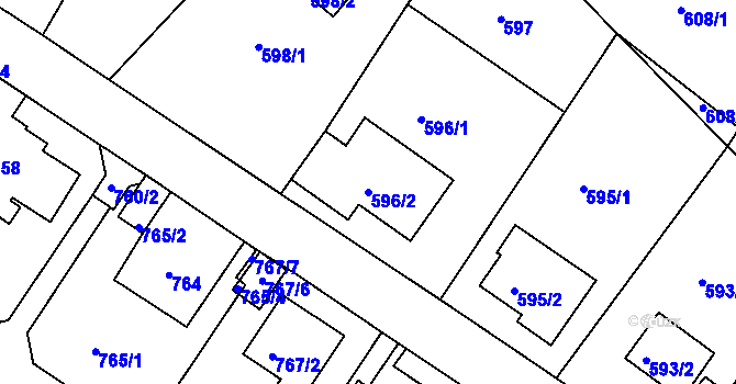 Parcela st. 596/2 v KÚ Bukov, Katastrální mapa