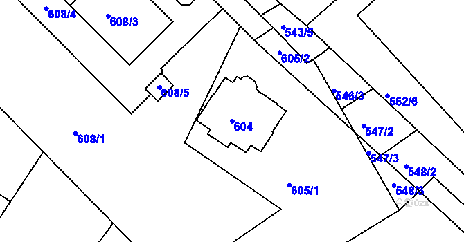 Parcela st. 604 v KÚ Bukov, Katastrální mapa