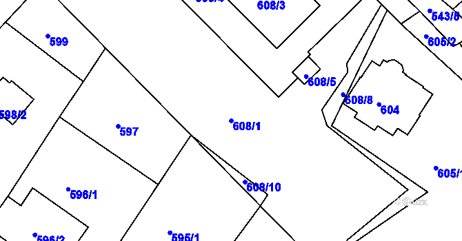 Parcela st. 608/1 v KÚ Bukov, Katastrální mapa
