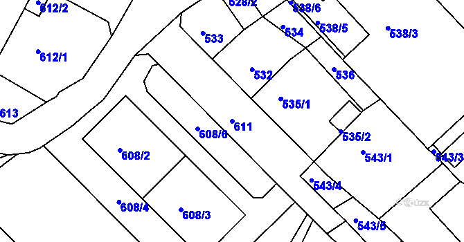 Parcela st. 611 v KÚ Bukov, Katastrální mapa