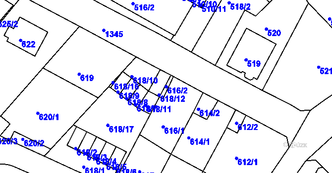 Parcela st. 616/2 v KÚ Bukov, Katastrální mapa