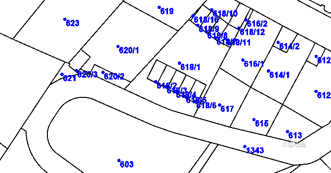 Parcela st. 618/3 v KÚ Bukov, Katastrální mapa