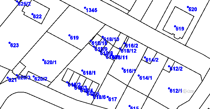 Parcela st. 618/7 v KÚ Bukov, Katastrální mapa