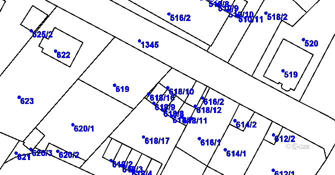 Parcela st. 618/10 v KÚ Bukov, Katastrální mapa