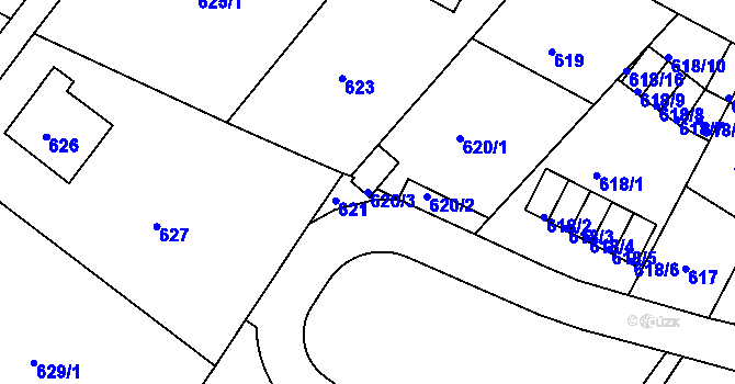 Parcela st. 620/3 v KÚ Bukov, Katastrální mapa