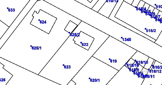 Parcela st. 622 v KÚ Bukov, Katastrální mapa