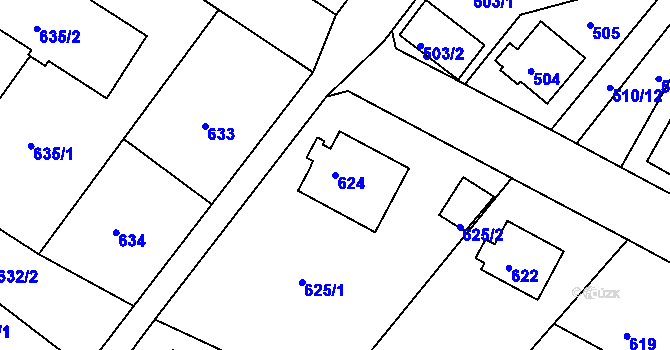 Parcela st. 624 v KÚ Bukov, Katastrální mapa