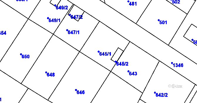 Parcela st. 645/1 v KÚ Bukov, Katastrální mapa