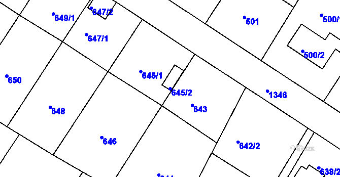 Parcela st. 645/2 v KÚ Bukov, Katastrální mapa
