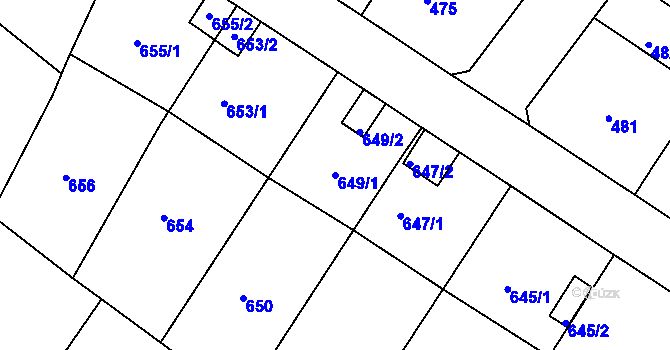 Parcela st. 649/1 v KÚ Bukov, Katastrální mapa