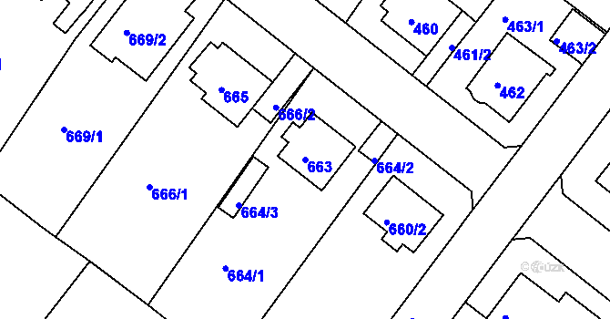 Parcela st. 663 v KÚ Bukov, Katastrální mapa