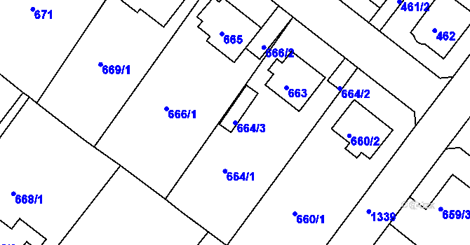 Parcela st. 664/3 v KÚ Bukov, Katastrální mapa