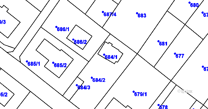 Parcela st. 684/1 v KÚ Bukov, Katastrální mapa