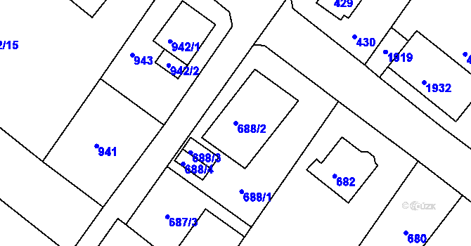 Parcela st. 688/2 v KÚ Bukov, Katastrální mapa